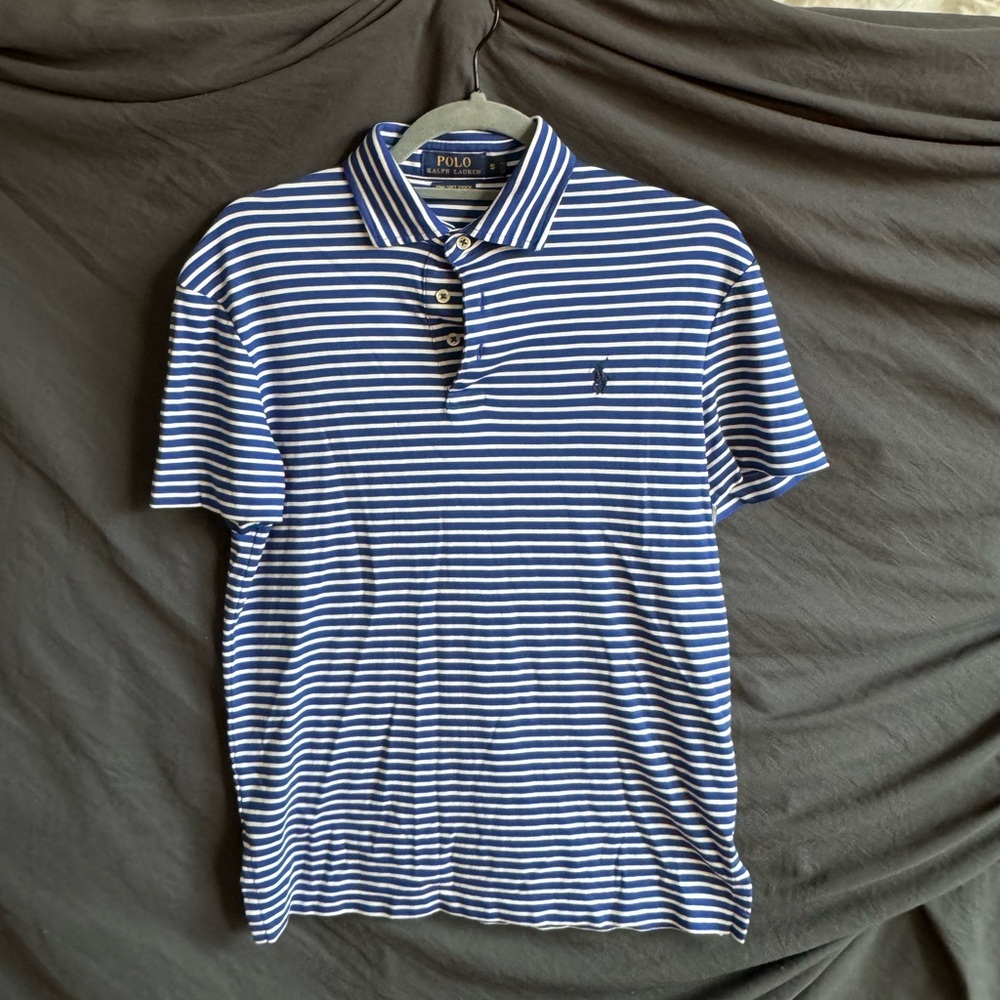 Polo by Ralph Lauren Men's Navy and White Striped Polo Shirt